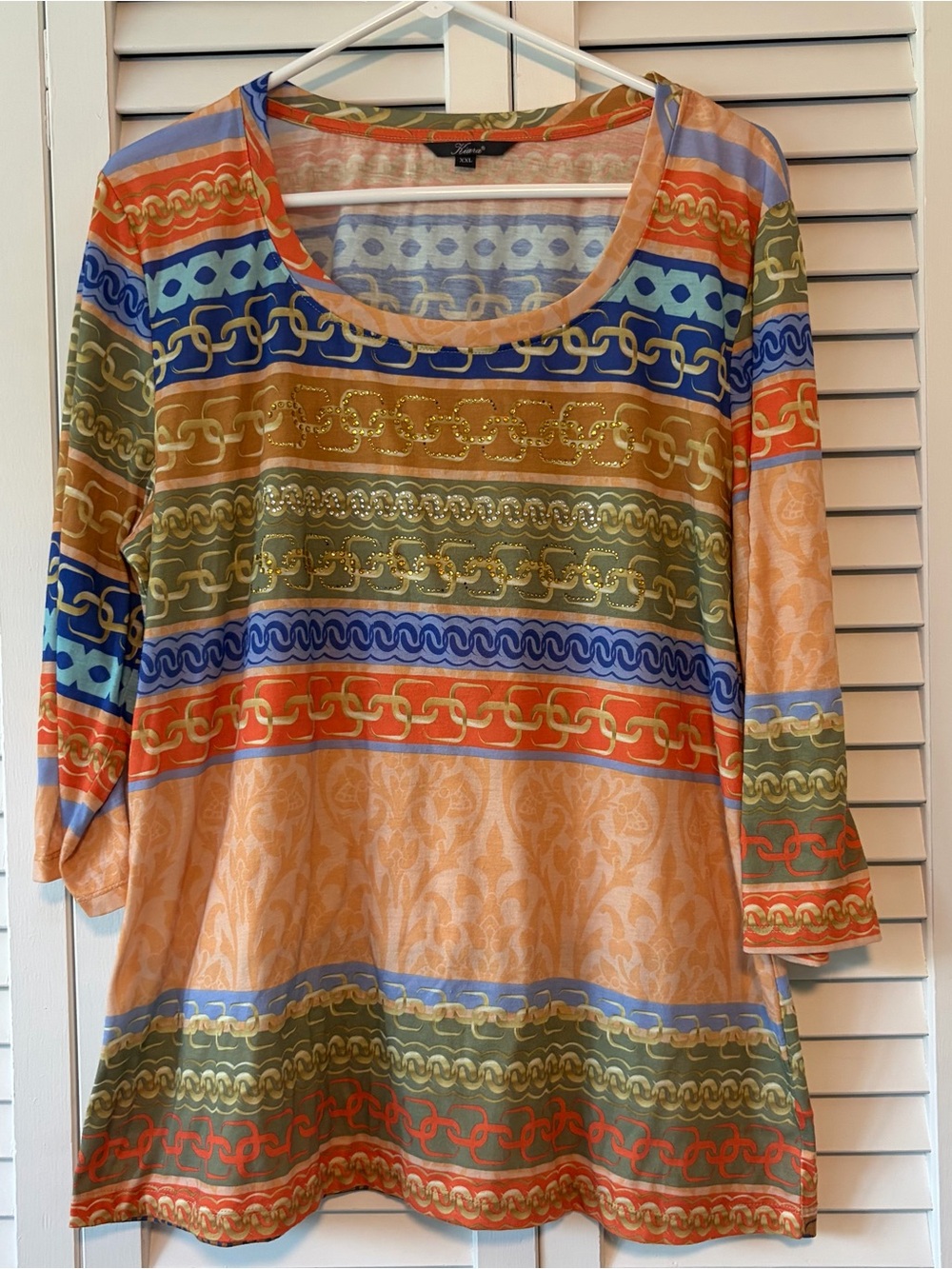 Kaira Chain-Print Scoop Neck Tunic in Multicolor